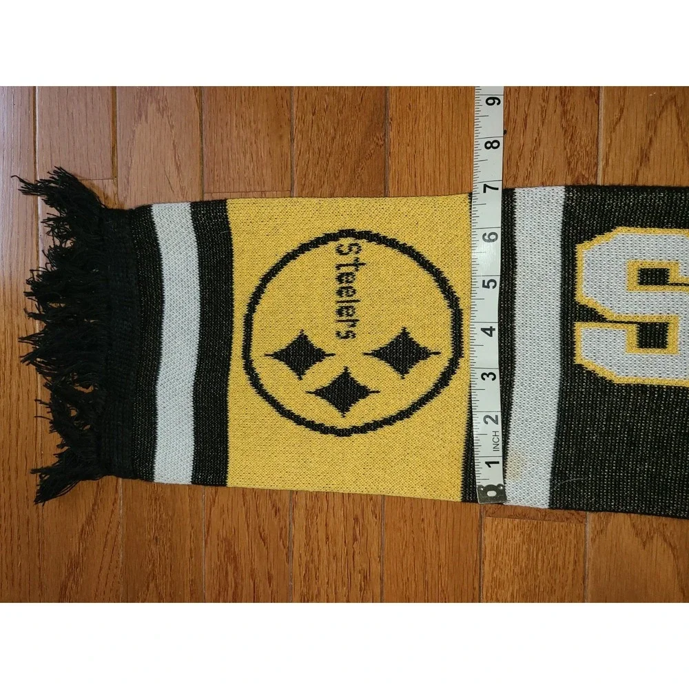 VTG Pittsburgh Steelers Knit Logo Scarf Fringe Double Sided NFL Unisex 50